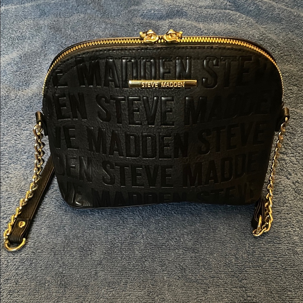 Steve Madden Black Embossed Shoulder Bag